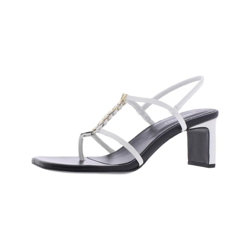 DORATEYMUR Womens White Chain Narcissist Slip On Heeled Thong Sandals 38.5